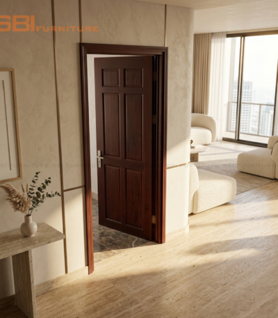 Cửa Phòng Gỗ Tràm Phủ Veneer Xoan